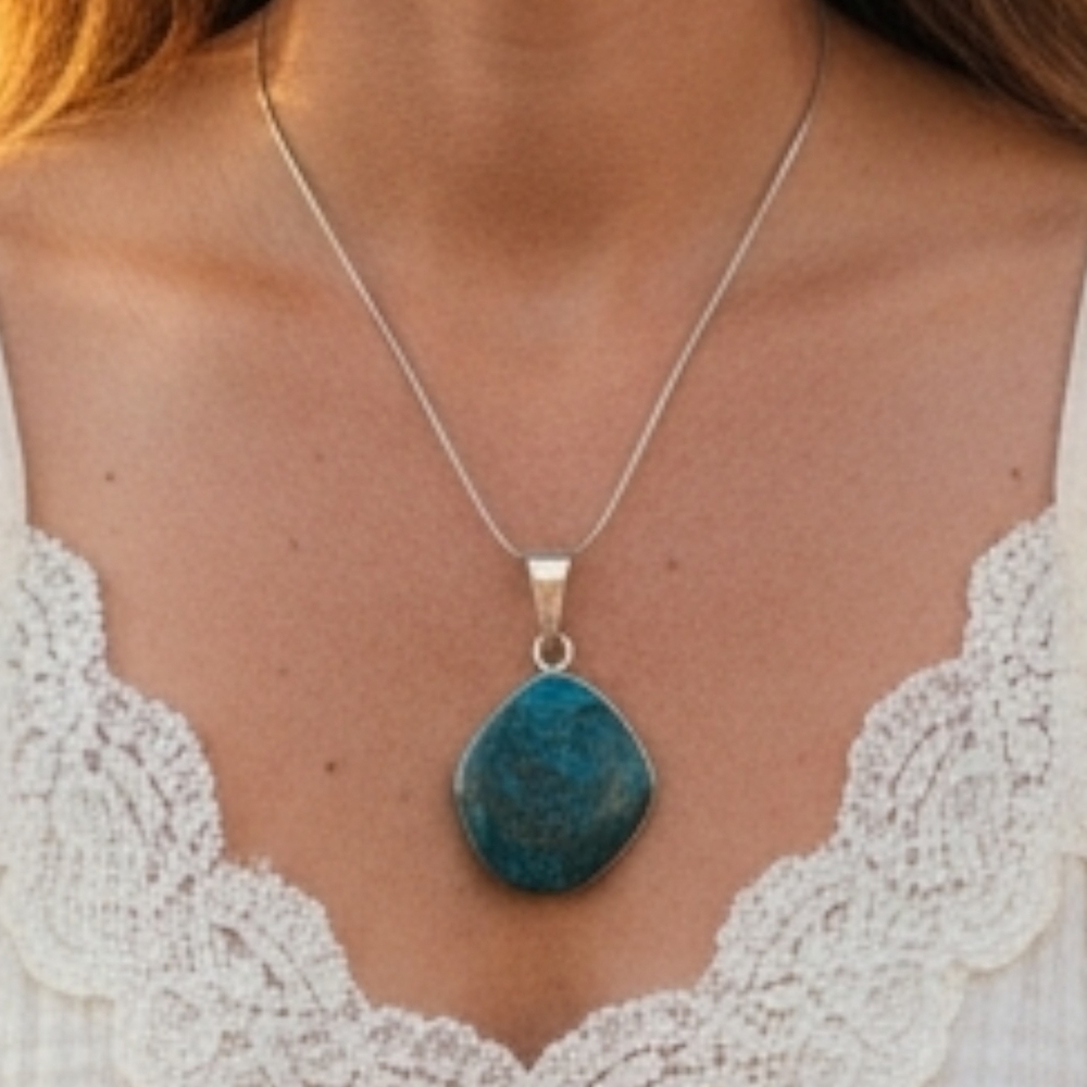 TAXCO! 950 Sterling Silver Green  Turquoise Pendant!